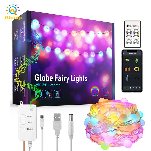 Dreamcolor LED String Lights 16.4ft 32.8ft Waterproof Wifi RGB Strip Light USB Powered Music Sync Fairy Christmas Home Wedding Party Decorat