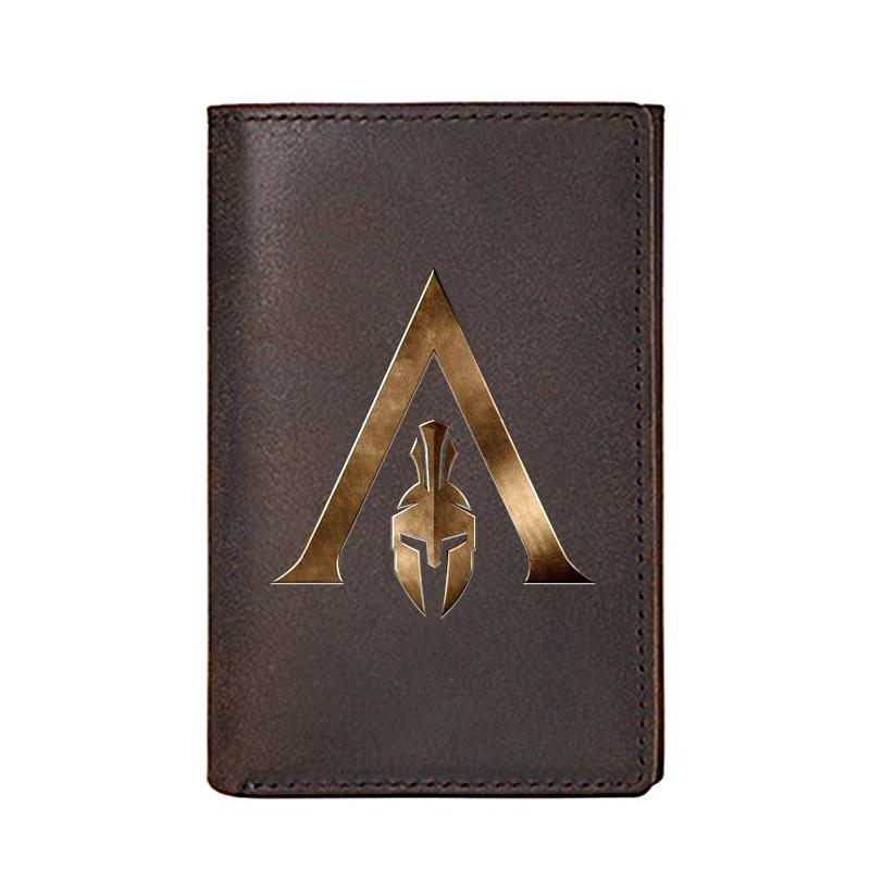Wallets Personality Assassin Knight Symbol Printing Genuine Leather Wallet For Men Business Card Holders Male Purses Short Money Bags