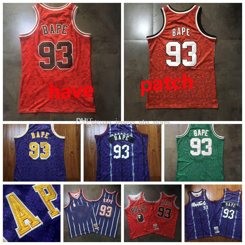 Men 93 BAPExMITCHELL & NESS Green Purple yellow red 1982-83 Classics Double-Embroidered Jersey youth s-2xl basketball jersey