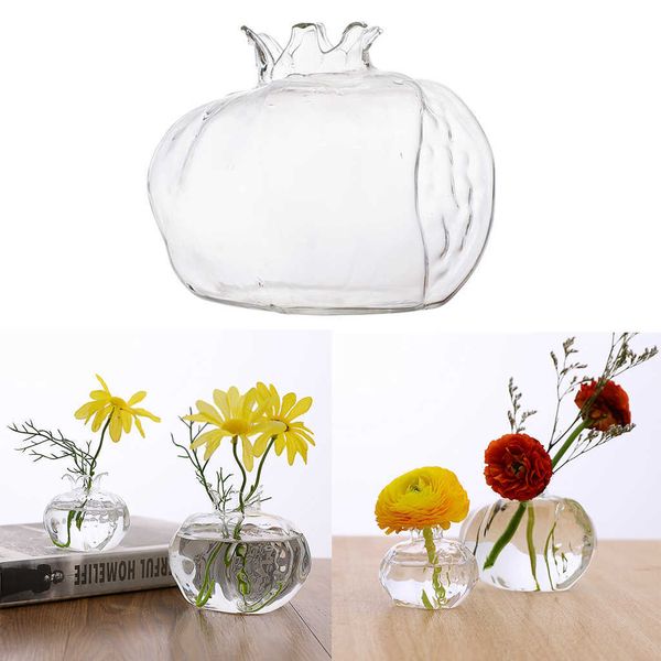 Transparent Glass Vase Water Hydroponics Clear Green Leaf Foliage Planter Flower Pot Home Office Table Desk Decor 210623