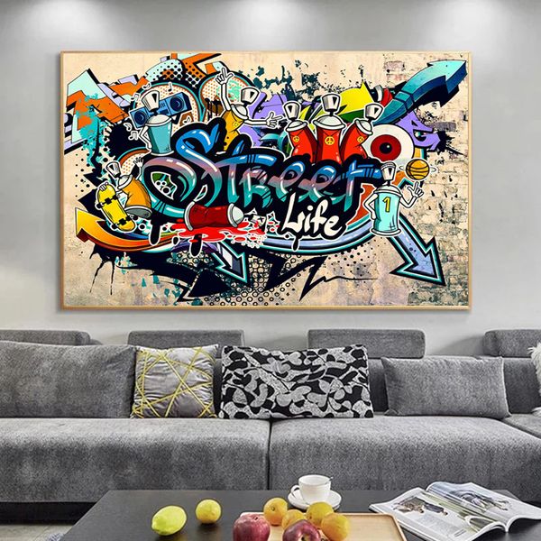 Artwork Graffiti Art Street Pop Posters Canvas Painting Posters and Prints Cuadros Living Room Home Decoration Wall Art