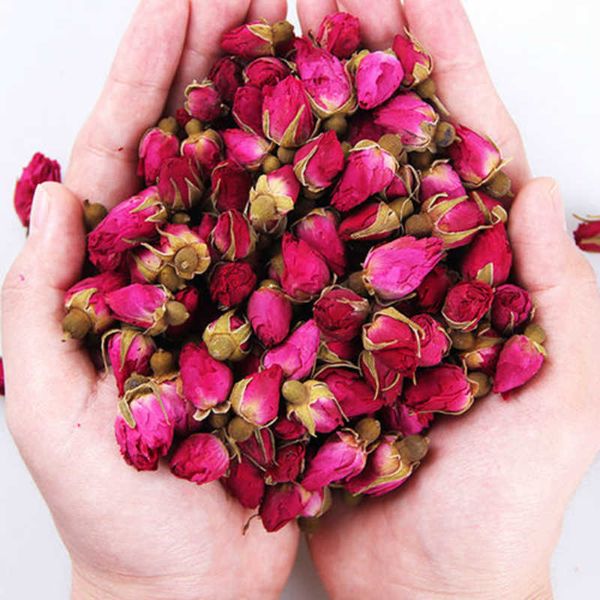 Natural Dried Pink Rose Buds flower High Quality Organic Rose Buds 100g-300g-500g -Pack Girl Women Gift Wedding Decoration 210624