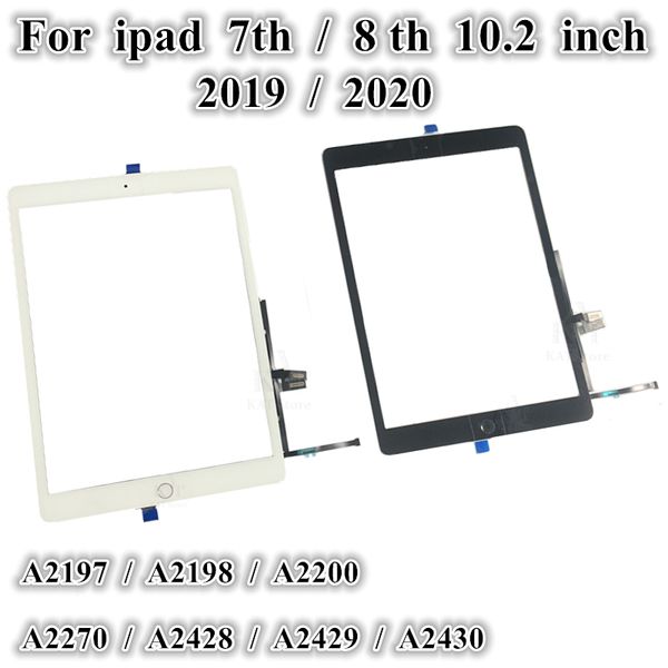 10Pcs Touch Screen Digitizer Outer Glass Panel With Home Button Flex Rubber Bracket Adhesive Tools for ipad 7 8 th 10.2 Inch Black White Ros