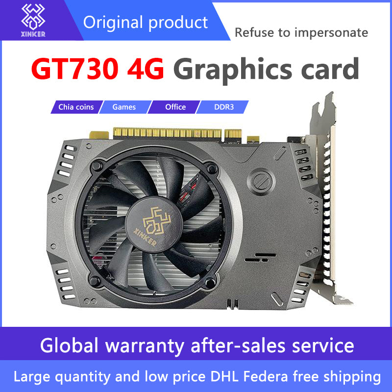 GT730 4G Light up graphics card DDR3 HDMI+DVI+VGA full interface game desktop office gaming independent Global warranty, brand new genuine Factory s