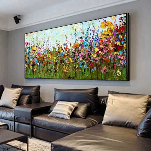 Knife flower abstract oil painting wall art home decoration picture hand painting on canvas 100% hand painted without border 210705