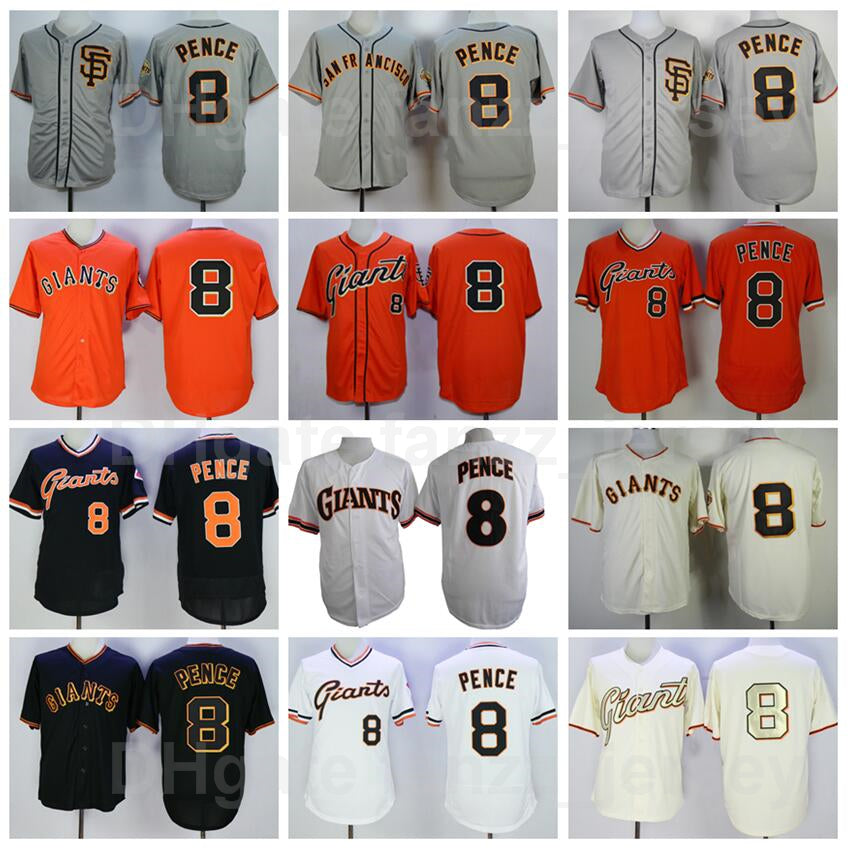 Men Baseball Vintage 8 Hunter Pence Jersey Retire Pullover Cool Base Team Black Orange White Grey Beige Color Flexbase All Stitched Retro Cooperstow