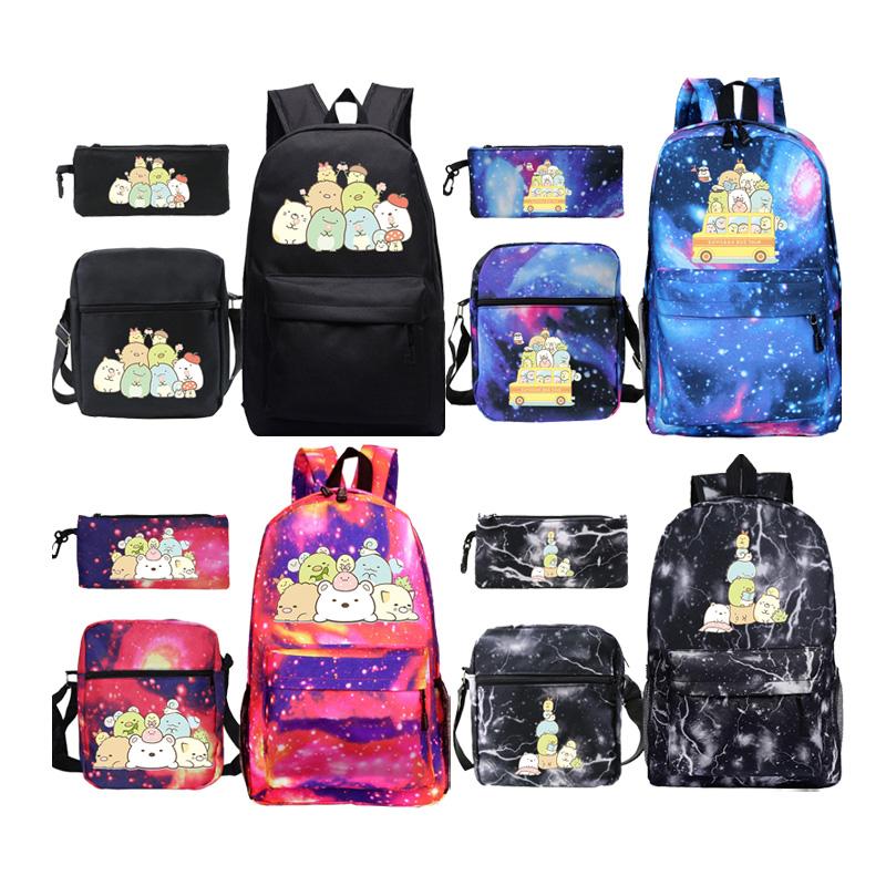 Backpack Kawaii Sumikko Gurashi School Backpacks 3 Pcs Set Mochila Children&#039;s Boy Girl Bookbag Teens Large Capacity Bag Knapsack