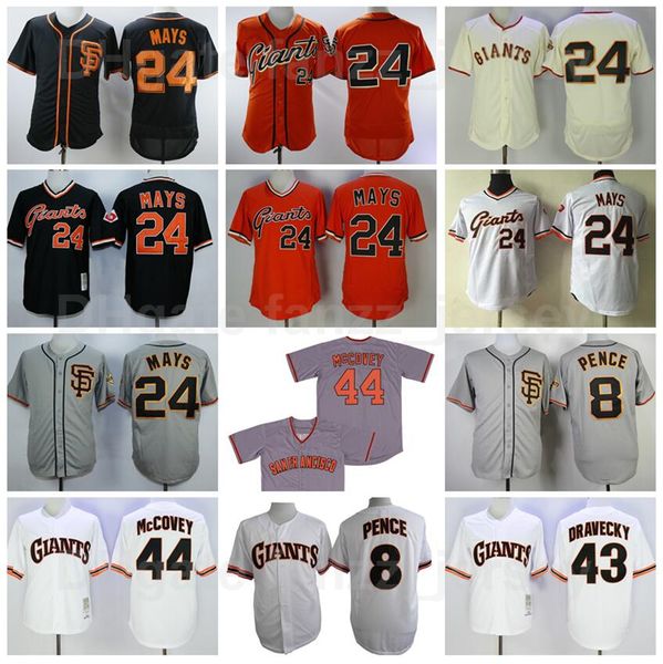 1989 Retro Baseball 44 McCovey Vintage Jersey 24 Willie Mays 43 Dave Dravecky 8 Hunter Pence Retire Pullover Cool Base Black Grey Blue Beige