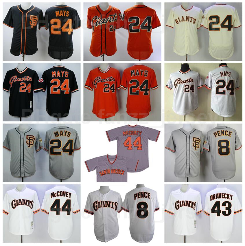 1989 Retro Baseball 44 McCovey Vintage Jersey 24 Willie Mays 43 Dave Dravecky 8 Hunter Pence Retire Pullover Cool Base Black Grey Blue Beige Orange