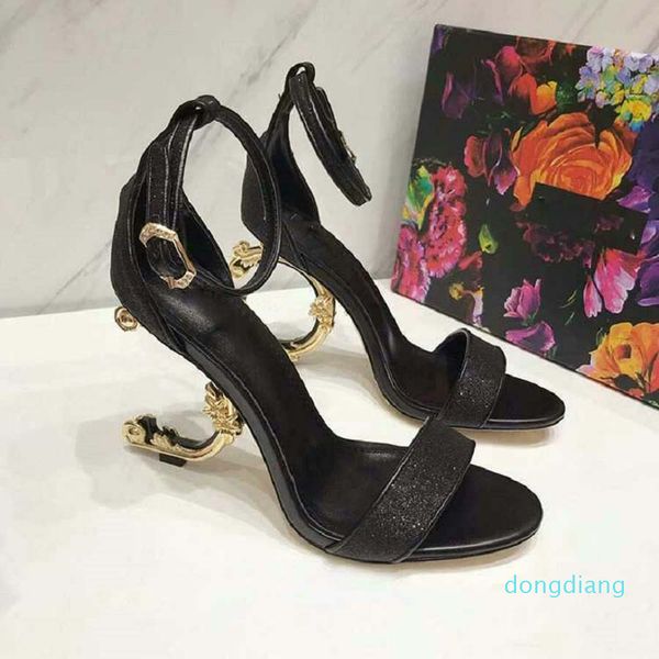 High Heels for woman Genuine Leather Dressing Pumps with Baroque Sculpted Heel sandals size 35-41