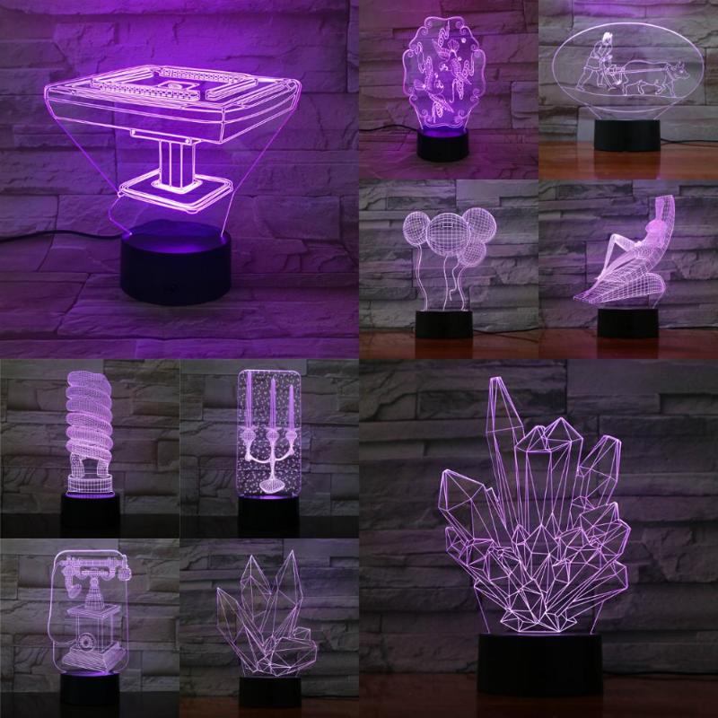 Night Lights 3D Touch Remote USB Lamp Bulb Candle Telephone Diamond Advisement Lighting For Shop Home Bedroom Desk Beside Sleeping Luminaria