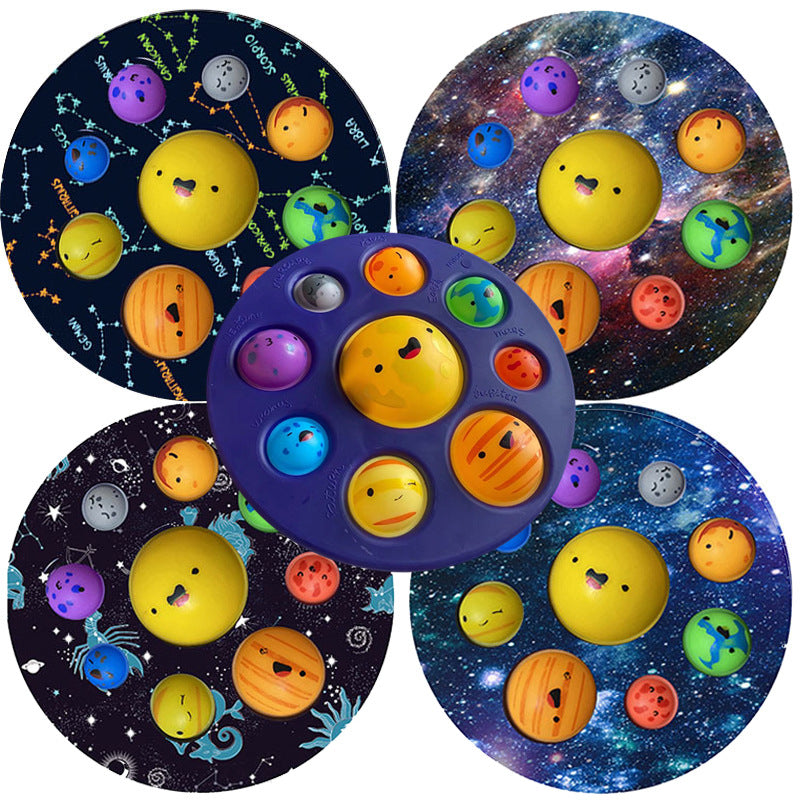 US stock finger bubbles anti stress relief toy Fidget Toys Push Bubble Press planet decompress eight planets kneading children ball funny DHL CY14