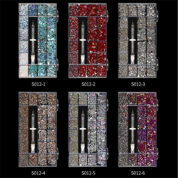 Nail Art Kits 21 Grids-Box Mixed Color Chameleon Stone Professional Decorations DIY Nails Craft Kit With Rhinestones Picker Accessori