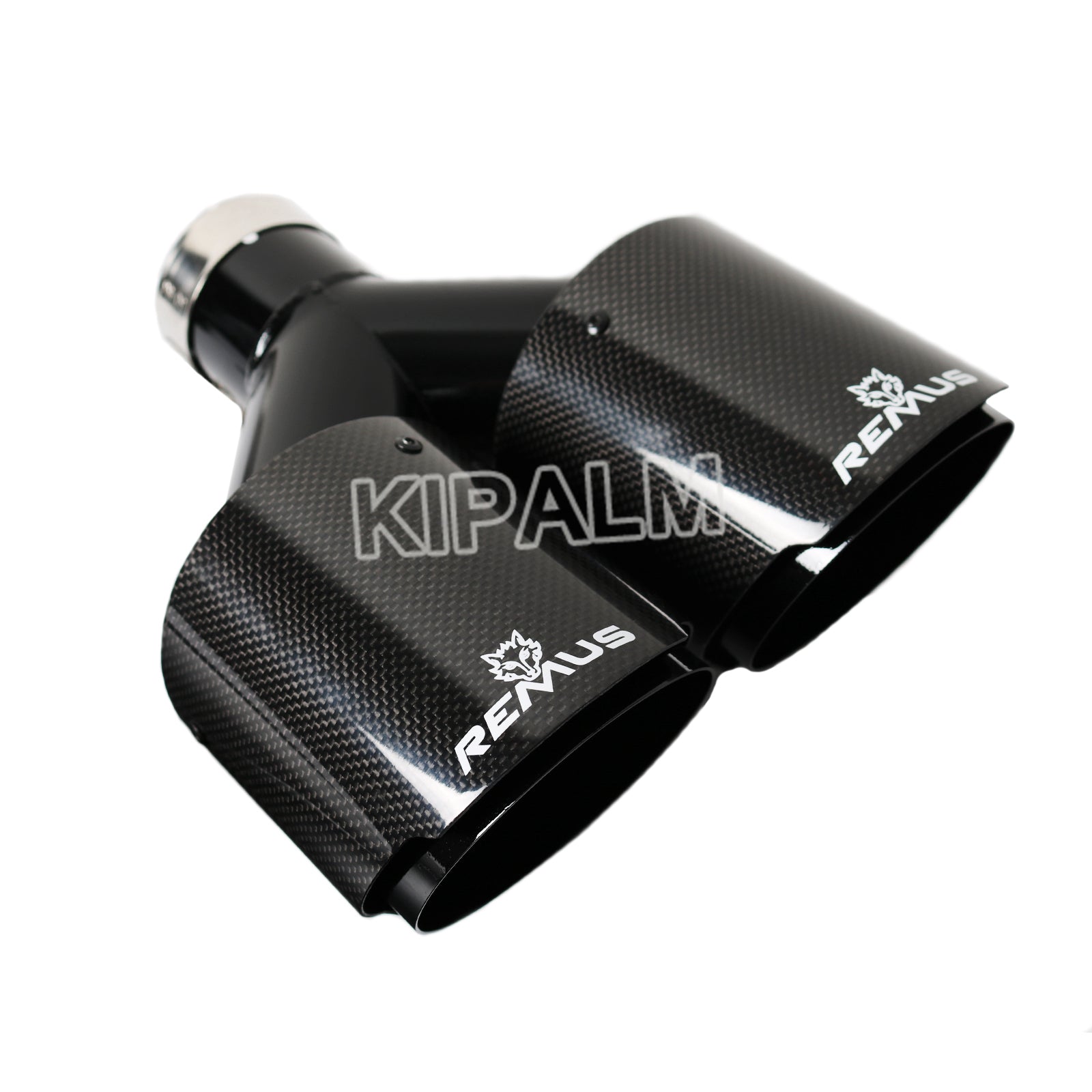 1 PCS Car Universal Dual Pipes Equal Length Straight Cut Remus Sport Glossy Carbon Fiber Exhaust Muffler Tips Black Inner Pipe for BMW AUDI GOLF MAZ