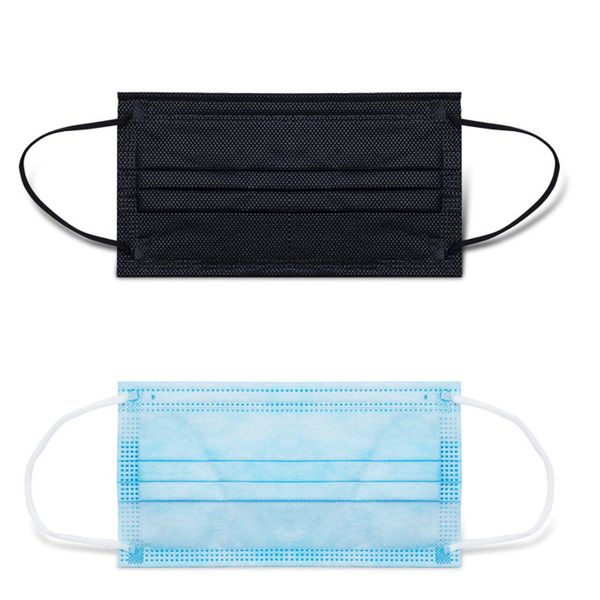 non-woven white 10 mask hardcover dust three-layer disposable face masks color black blue pink