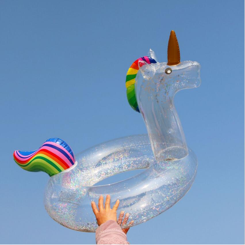 Transparent glitter Unicorn swimming circle SpasHG Pools sequins Flamingo PVC water circles
