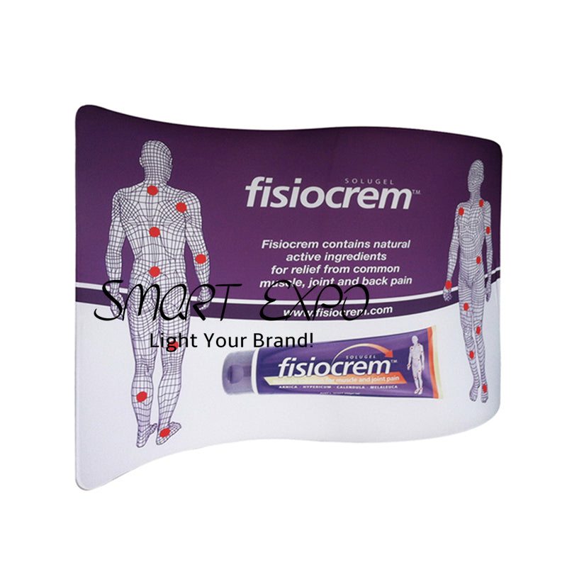 13ft S Shape Wave-Line Tension Fabric Advertising Display with Thick Aluminum Tube Customized Printed Graphic Portable Carry Bag