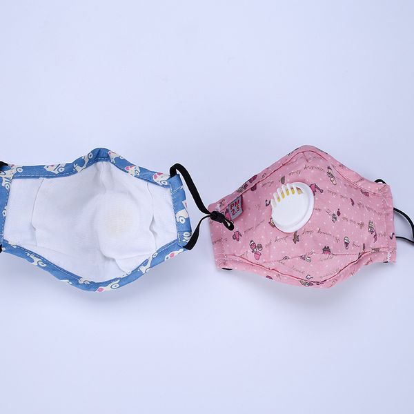 Valve DHL With Kids Mask Cartoon Printed Kid Anti-fog PM2.5 Dust-proof Cotton Cloth Mouth Cover Earloop Face Masks For Children Boom2016