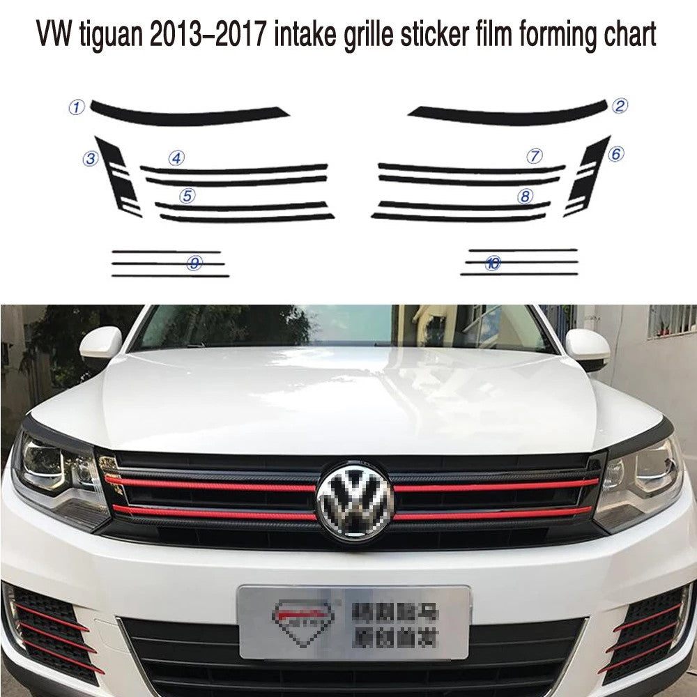 Colorful Grille Grill Carbon Fiber Stickers And Decals Car-styling For Volkswagen VW tiguan 2013-2017 Accessorie