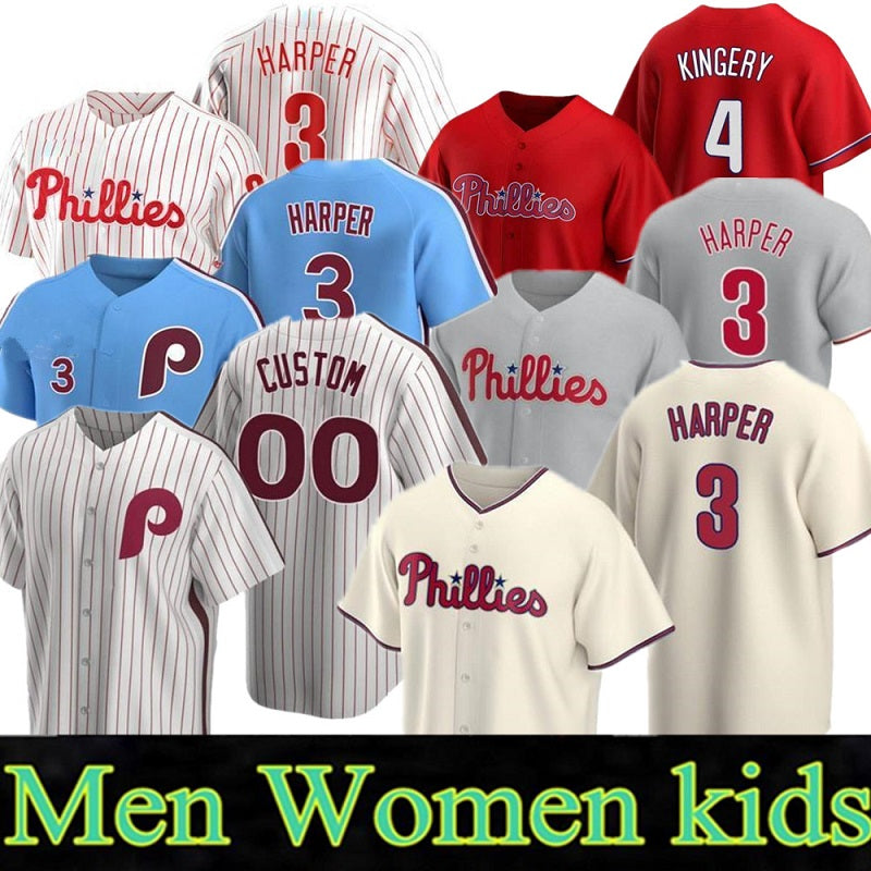Custom Philadelphia 2021 Phillies Jersey 3 Bryce Harpe 20 Schmidt 17 Rhys Hoskins 10 JT Realmuto Men Women Youth name any number jerseyS