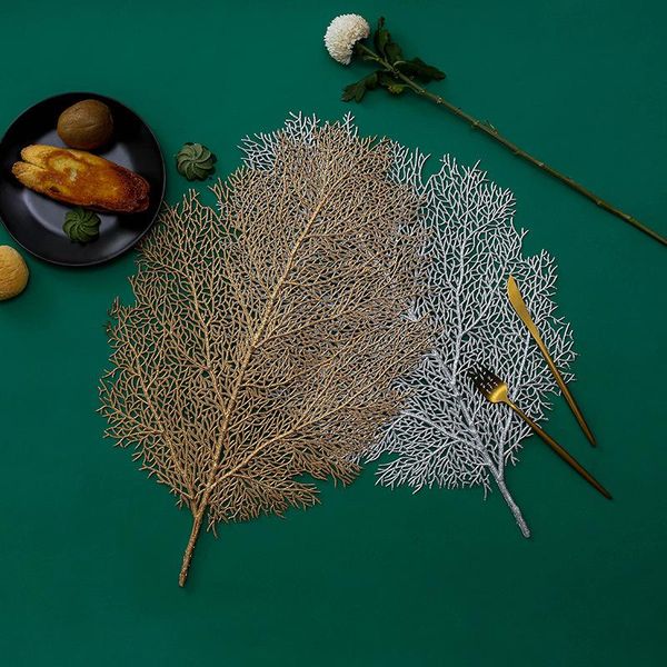 Coral Branch Shaped Placemat Bar Restaurant Coffee Beverage Mat Placemats Leaf Dining-Table Decoration Water Bottle Mats Kitchen Tool