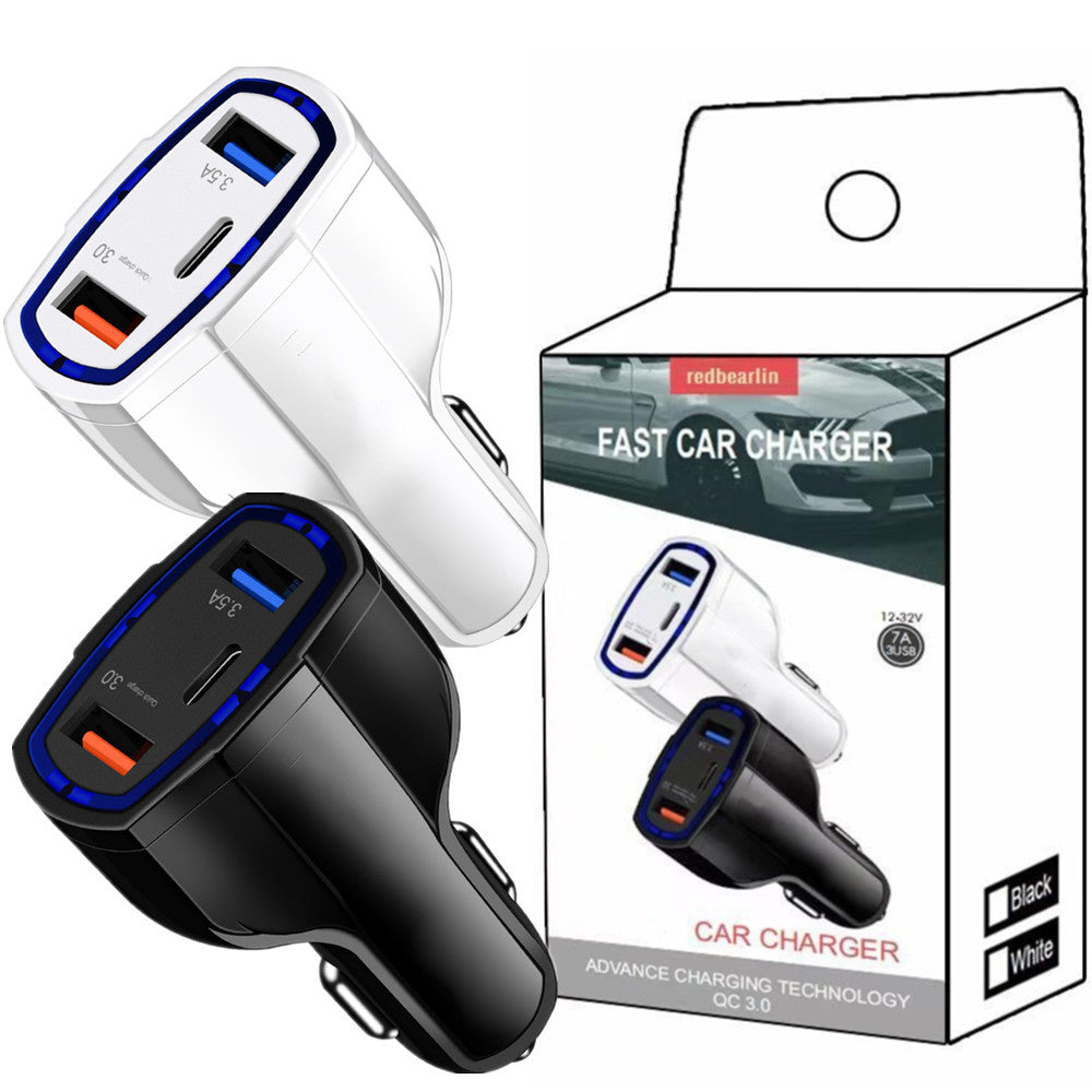 3Ports Type c PD Car Charger Fast Quick Charging 7A 35W vehicle Car Chargers USb-C Power adapter For Iphone 12 13 14 15 samsung S22 S23 htc android