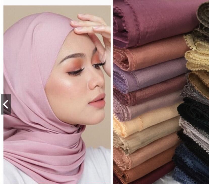 Scarves Fancy Hijab For Muslim Lady Headcovering Solid Colors Soft Heavy Plain Cotton Viscose Square Scarf Eyelash Shawl