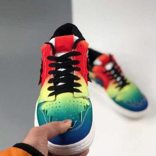 2021 J Balvin 1s high og Womens mens basketball shoes jumpman 1 tie dye jbalvin Multi-Color Rainbow trainers sports sneakersSRX6VRQ0