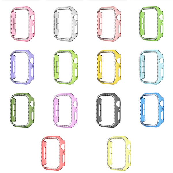 iWATCH 1-2-3-4-5-6-SE Candy color single row diamond case Apple PC+ diamond-encrusted protective cases