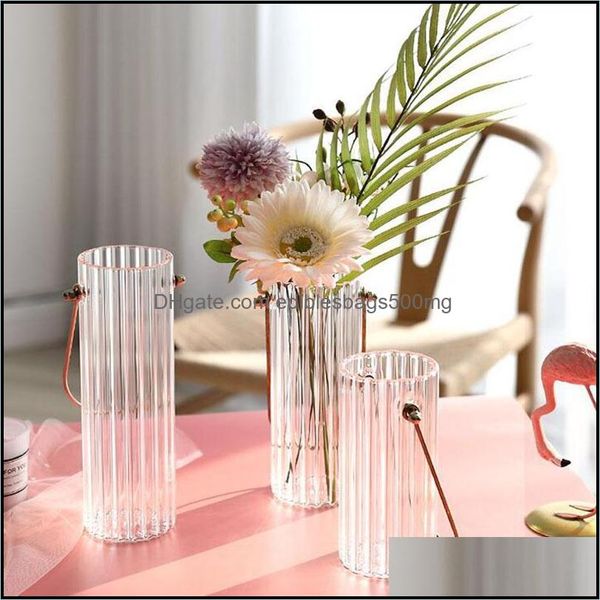 Vases Decor & Gardenvases Portable Glass Vase Crystal Flower Clear Home Decor Room Pot Modern Hydroponic Plants Wedding Decoration Drop Deli