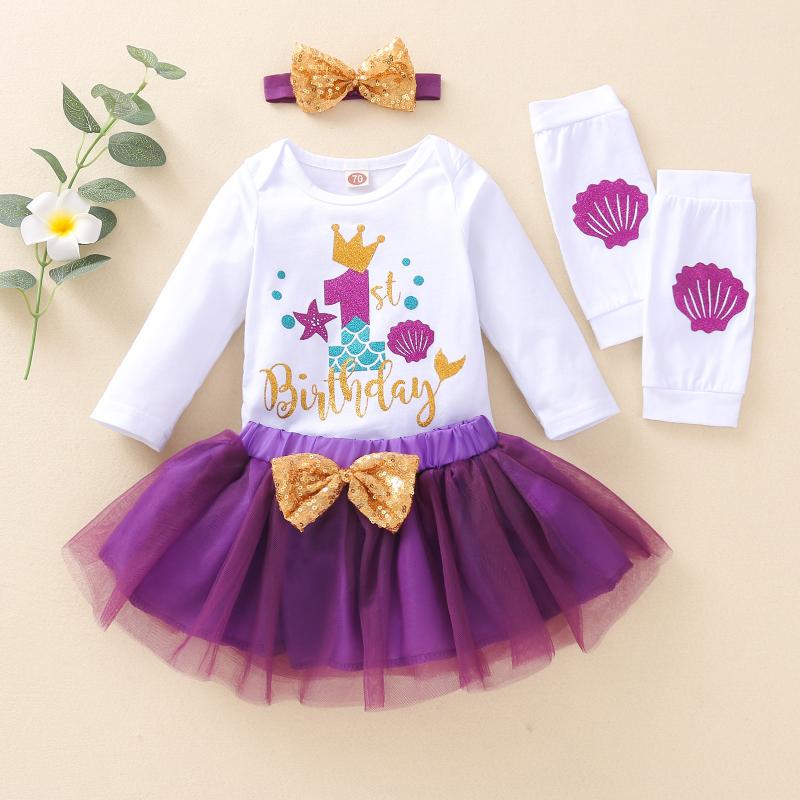 Clothing Sets 1 Year Baby Girl Dress Born Infant 1st Birthday Romper Tops+tutu Skirt+leg Warmer+hairband Princess Set Disfraz