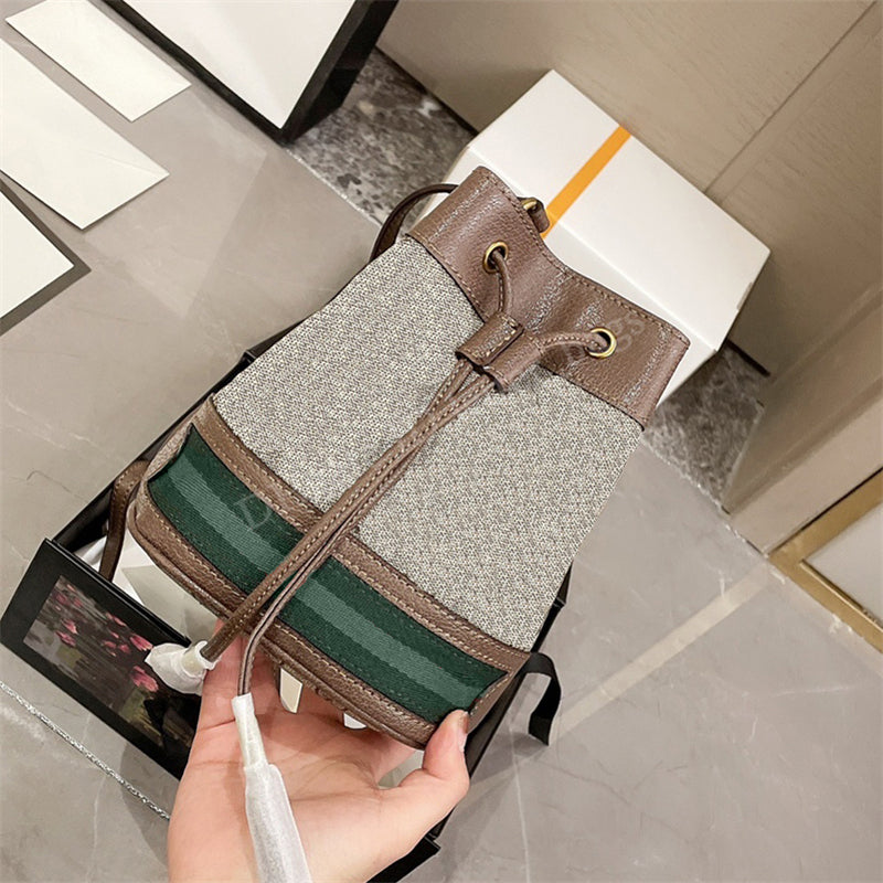 Lady Shoulder Bucket Crossbody Bag Handbag String Color Stripes Double Letters Dot Mini Purse Wallet Totes Clutch Backpacks 2021 Luxury Women Design