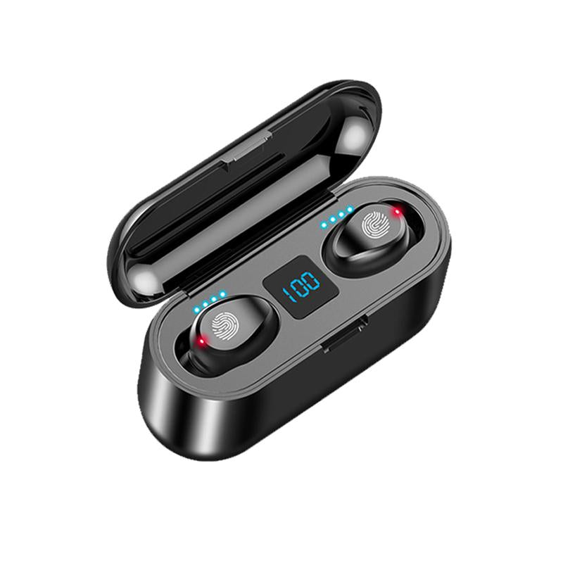 TWS Wireless Earphones F9 BT V 5.0 Earbuds Microphone Sport LED Digital Power Display Headset Noise Reduction Fingerprint Touch Headphones for Cell