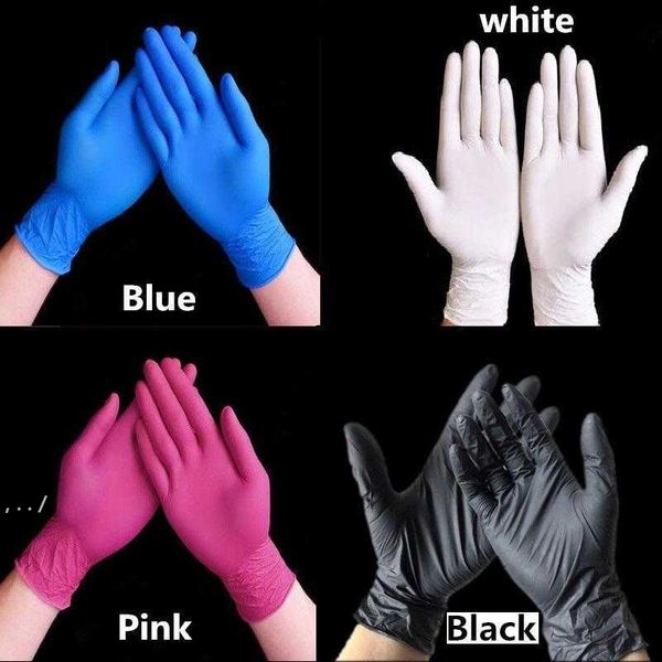 Disposable Latex Nitrile Gloves Black blue white pink PVC Glove Beauty Hair Dye Rubber Latex Kitchen Tools Experiment Tattoo RRD10925