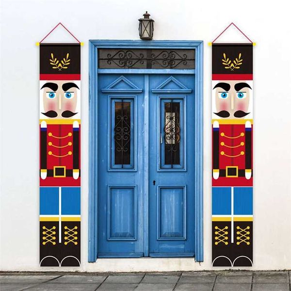 Nutcracker Soldier Bunting Banner Christmas Home Decor Door Decoration Ornament Happy Year 211018