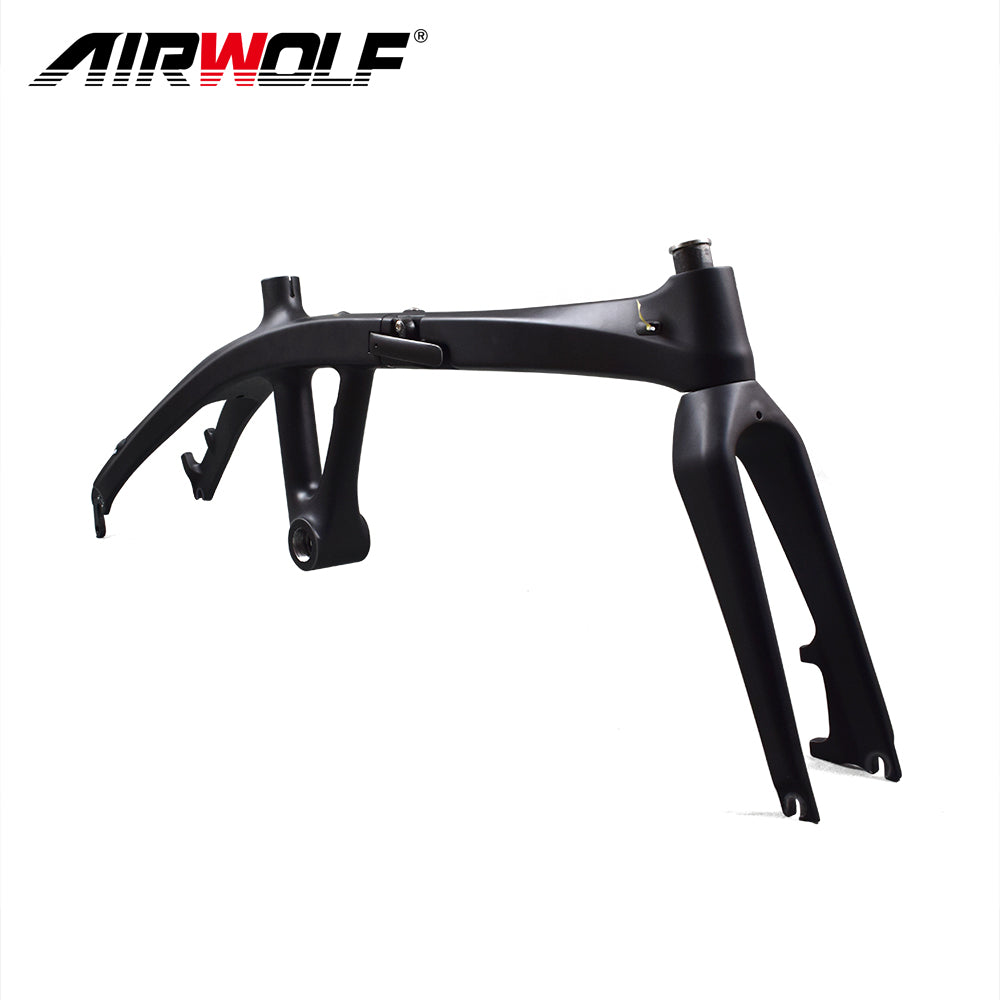 Airwolf 20inch Carbon Fiber Folding Bikes Frame Bicycle Frameset BSA Disc Brake Bike Frames Fork 2 years warranty