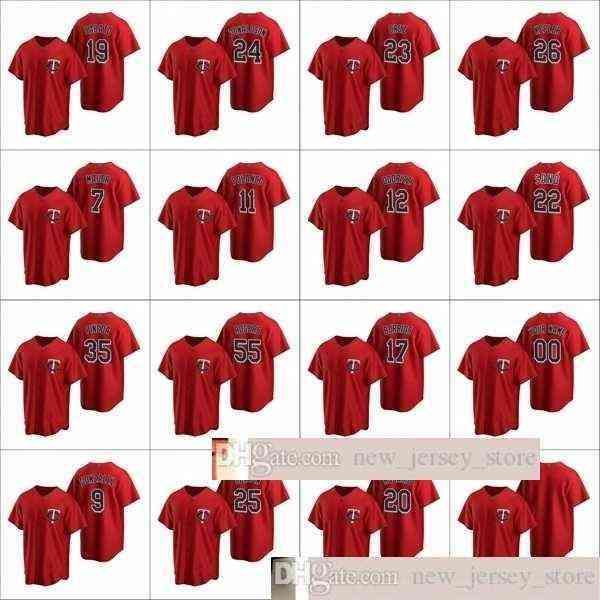 2022 Baseball Men #22 Miguel Sano 20 Eddie Rosario 11 Jorge Polanco SABATO MAUER Custom Women Youth KID Red Alternate Jerseys