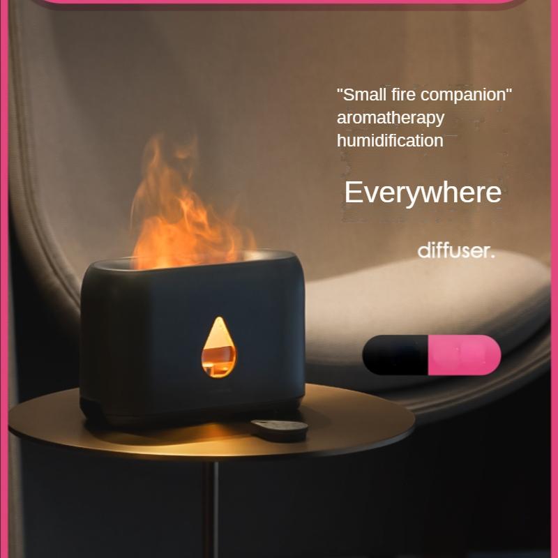 Humidifiers Nathome Flame Aroma Diffuser Humidifier Bedroom Living Room Car Aromatherapy