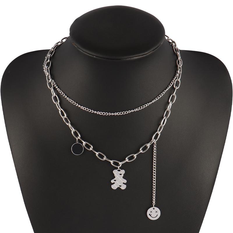 Chokers Fashion Bears Chain Women Necklace Stainless Steel Silver Color Clavicle For Punk Jewelry Gift Free