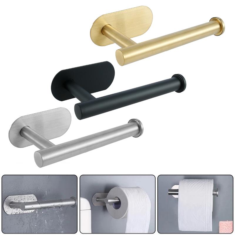 Toilet Paper Holders 1Pc Roll Holder Stainless Steel Wall-Mounted Stand Bathroom Kitchen Self Adhesive Tissue