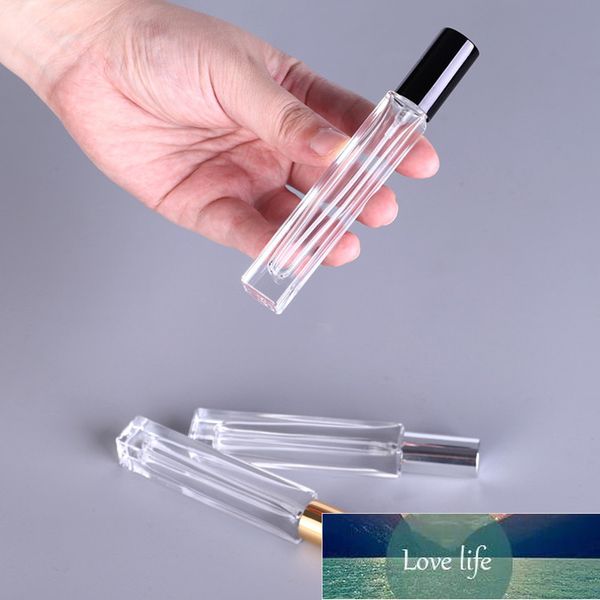 10-30pcs 10ml Gold Silver Black Clear Glass Square Perfume Spray Bottle Sample Mist Sprayer Atomizer Perfume Bottle