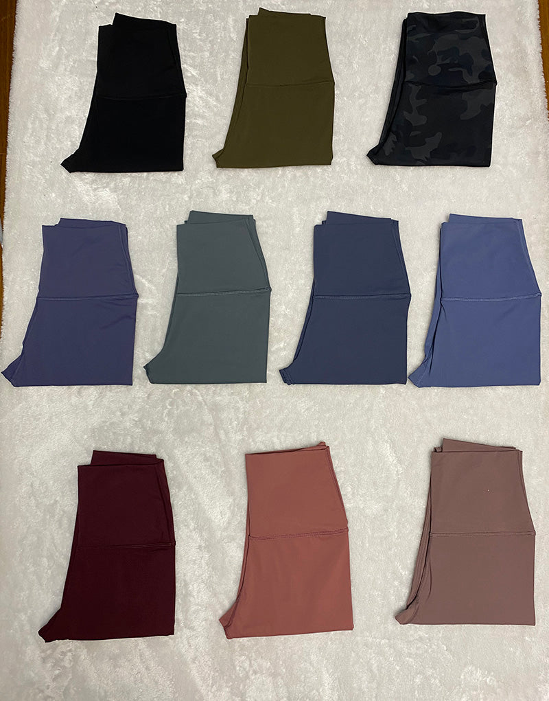 Lycra fabric Yoga Pants Women Solid Color High Waist Sports Gym Wear Leggings Elastic Fitness Lady Outdoor Trousers