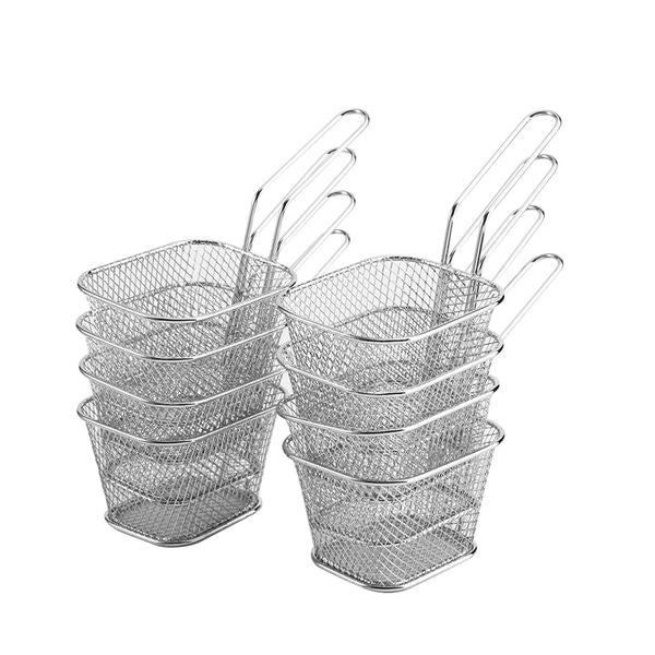 8Pcs Mini Stainless Steel Chips Deep Fry Baskets Food Presentation Strainer Potato Cooking Tool Chef Basket Colander 211109