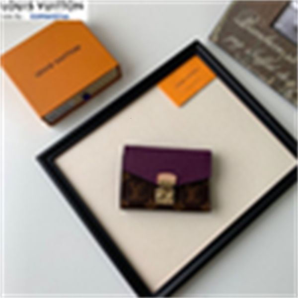 Wallets Brand Leather Designer Pouches Luxury M67478 Chain Hook Card and Long Zipper Change Wallet Purple Key Women Holders Real Phone Cases