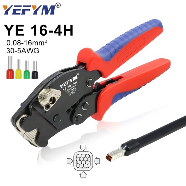 0.08-16mm2 YE 16-4H Tubular terminal crimping tools mini pliers Adjust knob to control crimping size terminals electrical clamps 211110