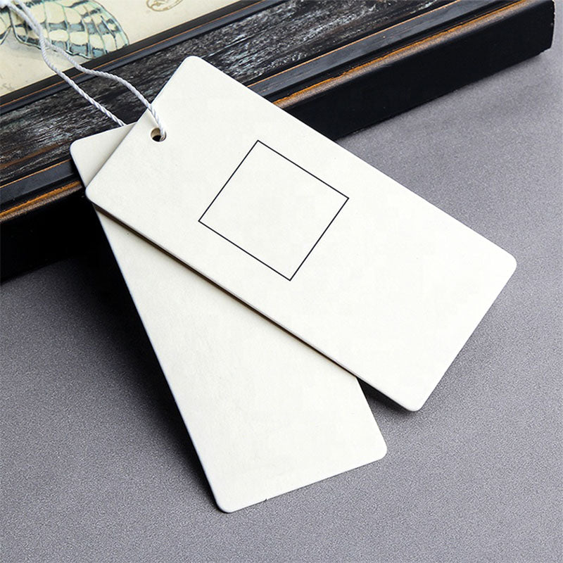 Sewing Notions Firm recycled white paper hang tag eyelet rope custom printed swingtag price-name-brand-t-shirt-clothing-hoodies tags labels