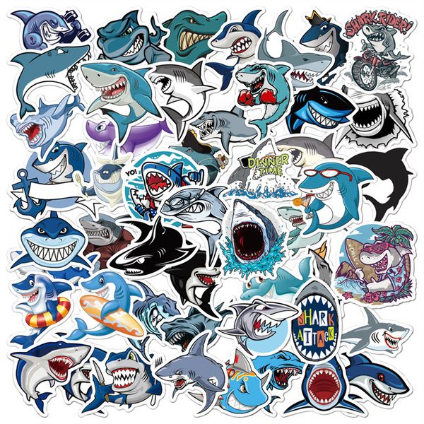 Waterproof 50pcs Cartoon Animal Graffiti Stickers Shark DIY Decals For Car Luggage Motorcycle Notebook Fridge Phone Case Scooter Water Cup G