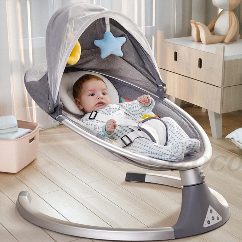 Swings, Jumpers & Bouncers Baby Shining Smart Electric Cradle Crib Rocking Chair Bouncer Born Calm Bluetooth With Belt Remote Control