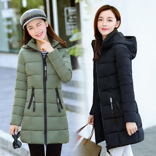 Women&#039;s Down & Parkas Women Winter Bubble Coats Long Padded Clothes Solid Color Black Jacket Puffer Warm Thick Parkas1