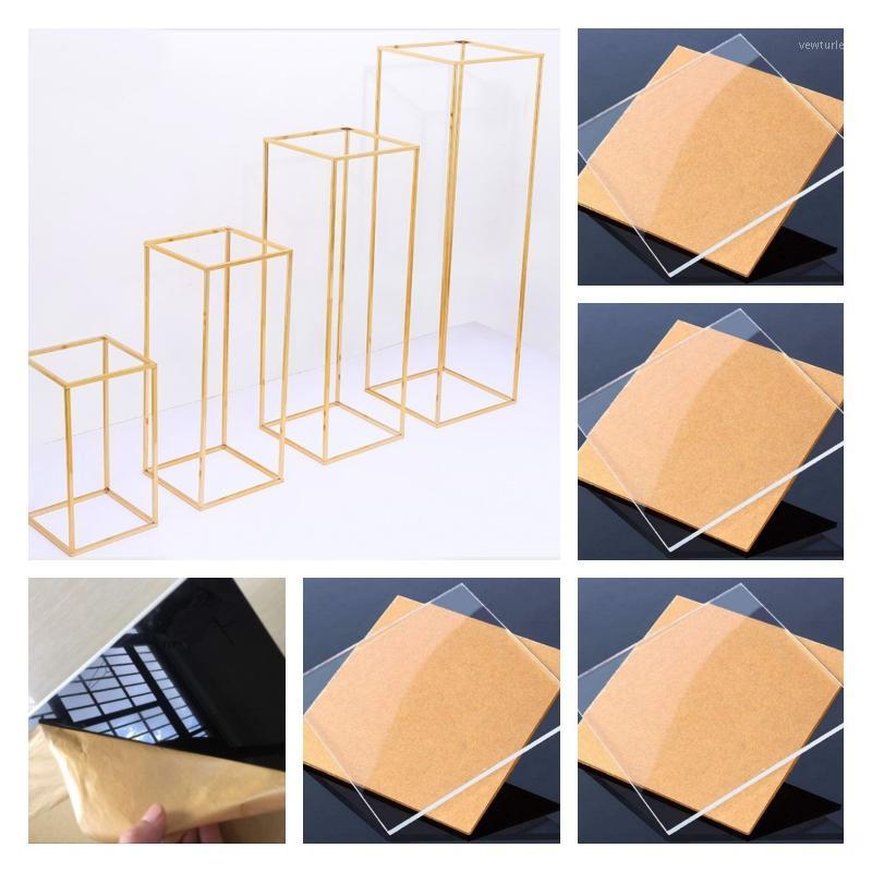 Party Decoration Wedding Centerpiece Flower Vase Cake Holder Stand Square Frame Backdrops Shiny Gold Iron Plinths Pillar Rack For Birthday